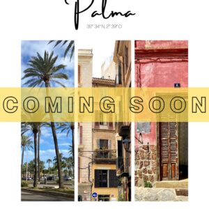 Travel Guide Palma de Mallorca, coming soon, Coverbild Strasse mit Palmen, Palma Altstadt, Santa Catalina
