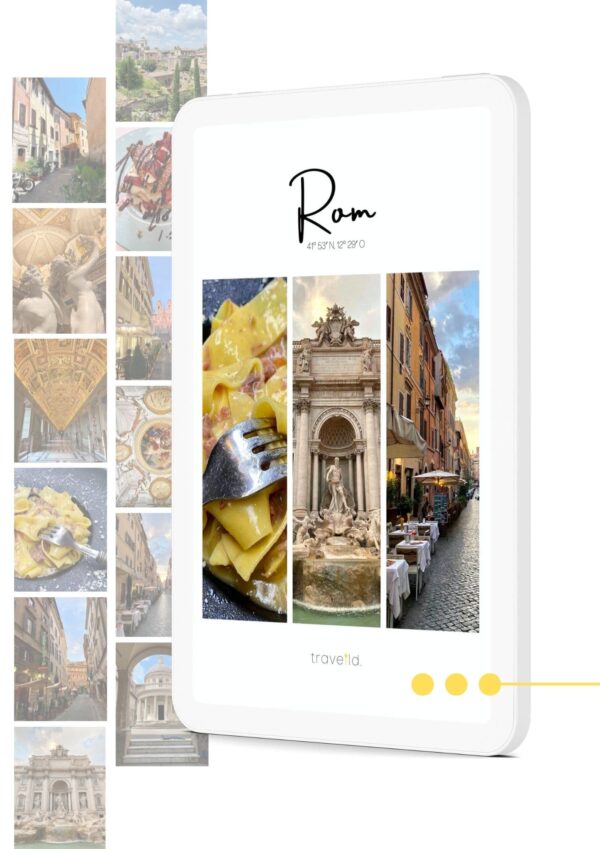 Ansicht des Coverbildes des digitalen Reiseführers für Rom auf Tablet und iPhone